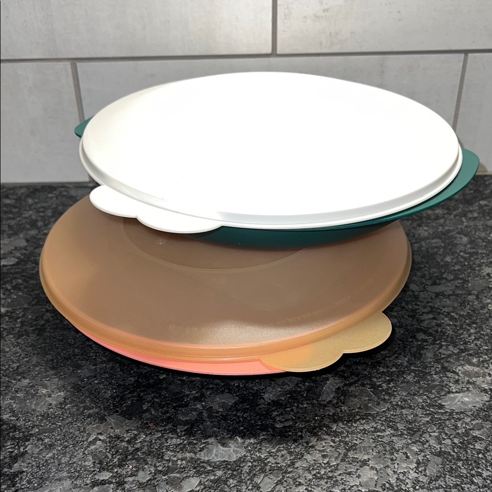 Stackable Food Storage Containers - White, Brown, Pink